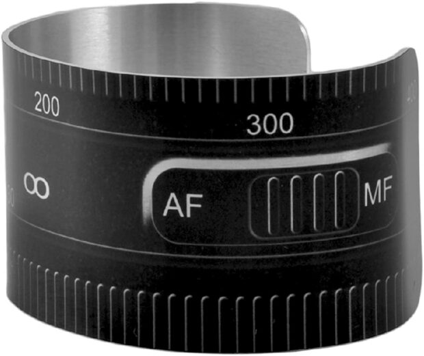 Neurons Not Included Camera Lens Geek Cuff - Aluminum Bracelet - Photographer Gift