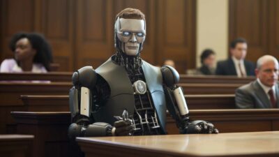 Ai Lawyer Sitting In A Courtroom