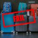 A group of luggage labeled with "Fail.
