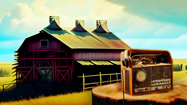 Painting A Farmer'S Barn With An Am Radio