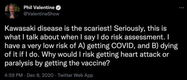 Phil Valentine Anti-Vaccine Tweet
