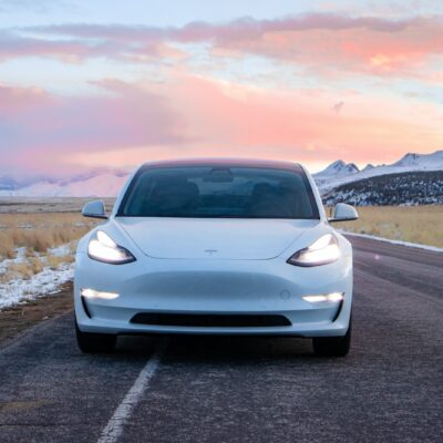 White Tesla Electric Car