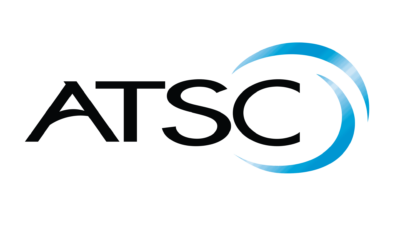 Logo of ATSC (Advanced Television Systems Committee) featuring ATSC 3.0 broadcast innovations on a black background.