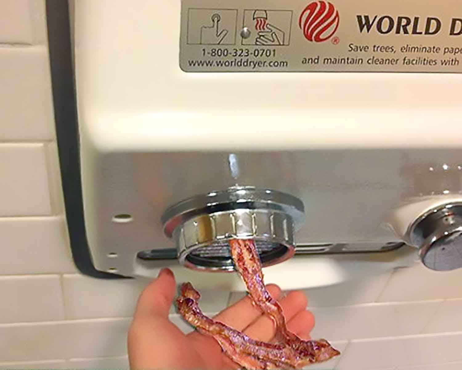 Crispy Bacon Vending Machine Dispenses Meat Treats in Men's Bathroom