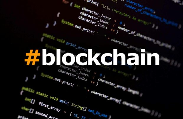 Blockchain Logo Over A Code Background