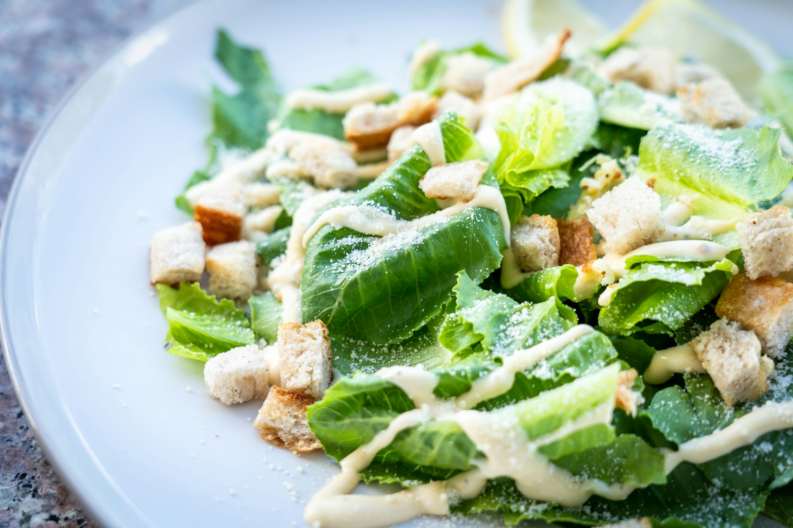 Caesar Salad - Closed Photography Of Vegetable Salad With Croutons In Plate