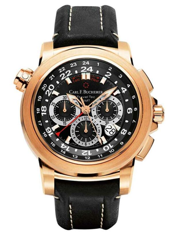 Carl F. Bucherer Patravi Traveltech Gmt Chronograph Men'S Rose Gold Automatic Chronometer Swiss Made Watch