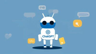 A Chatbot Robot with a ChatGPT logo on its shirt