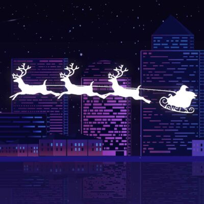 Christmas Skyline Santa Sleigh