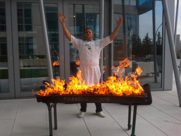 Chef Christopher Nirschel And A Giant Fire