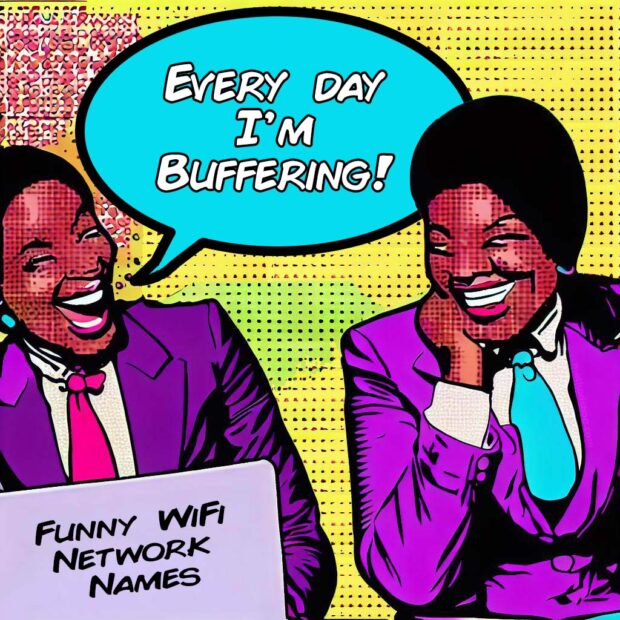 Two Black Women Laughing At Funny Wifi Network Names, Pop Art Style Image