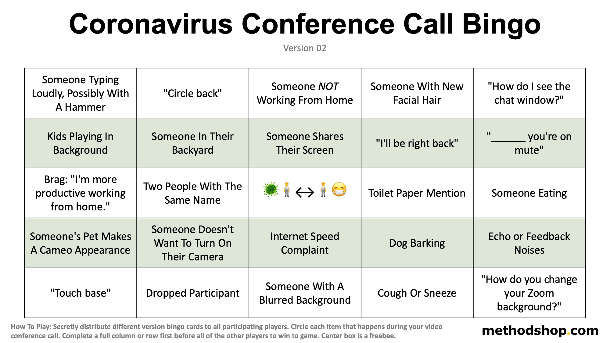 Conference Call Bingo Zoom Background