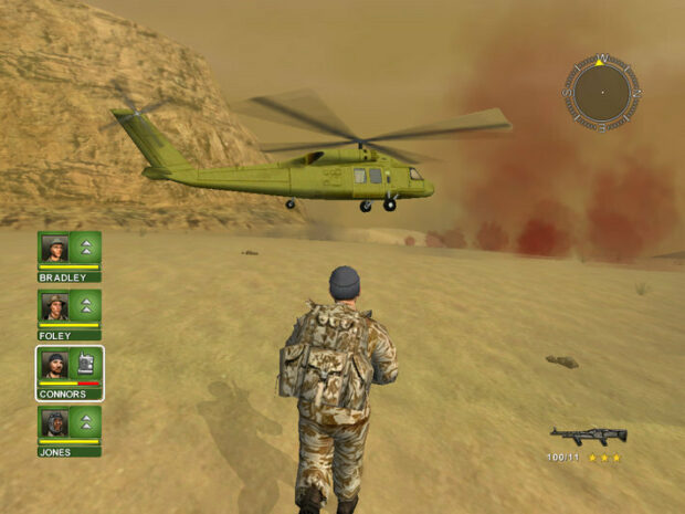 A Soldier From The Video Game Conflict Desert Storm Being Evacuated In A Helicopter.