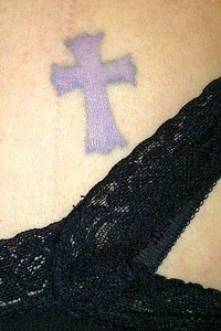 My Cute Little Purple Cross Tattoo