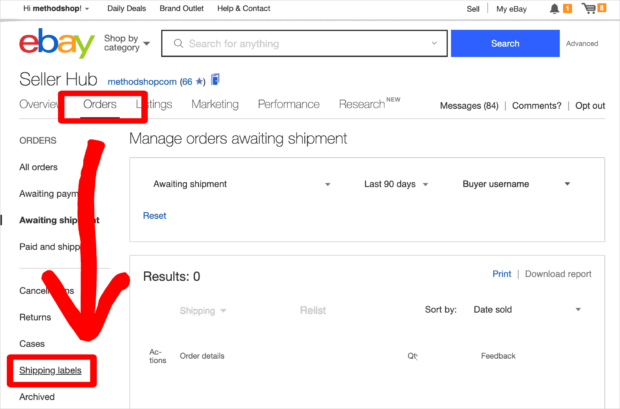 Ebay Shipping Refund Tutorial: Step 3 - Along The Left Side Of Your Screen, You Should See A Link That Says Shipping Labels. Click On This Link To See All Of Your Recently Created Shipping Labels.