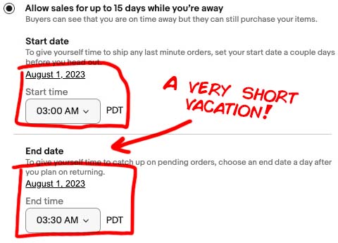 Select A Date Range For Your Ebay Vacation Hold