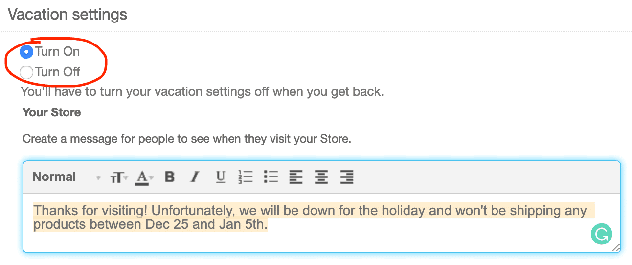 Ebay Additional Vacation Options - Ebay Vacation Mode
