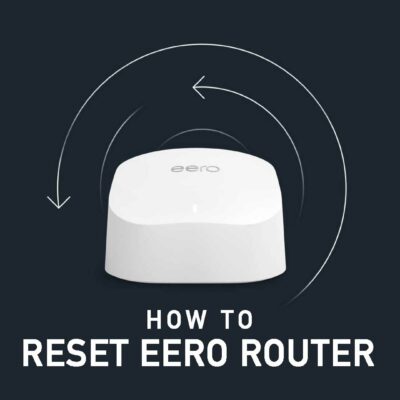Reset Eero Router Tutorial - Image Of An Eero Router With Curved Arrows Around It And The Text &Quot;How To Reset Eero Router&Quot; Below. The Illustration Highlights The Eero Reset Button.