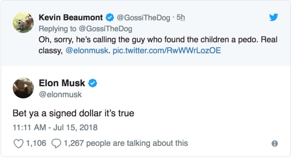Elon Musk Bets $1 That Vernon Unsworth Is A Pedophile