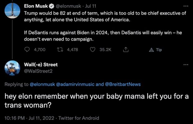 Hey Elon Remember When Your Baby Mama Left You For A Trans Woman?