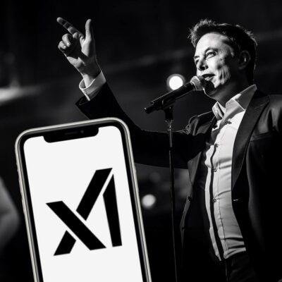 Elon Musk In A Suit With A Phone With An Xai On It. - Elon Musk Xai Debut