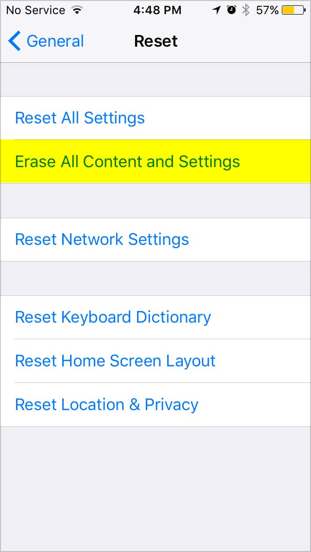 Erase All Content And Settings