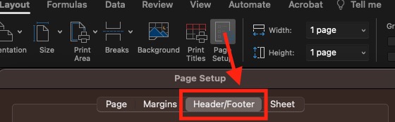 Excel'S Page Setup &Gt; Header &Amp; Footer Options.