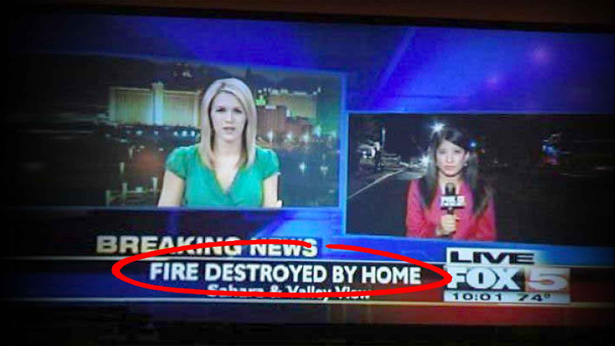 Funny Mistake By Graphic Designer At FOX News: Fire Destroyed By Home