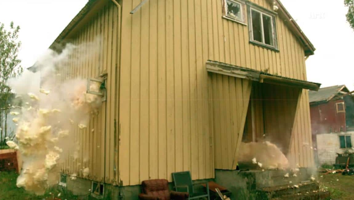 Expanding Foam Explosion Destroys Norwegian House On TV