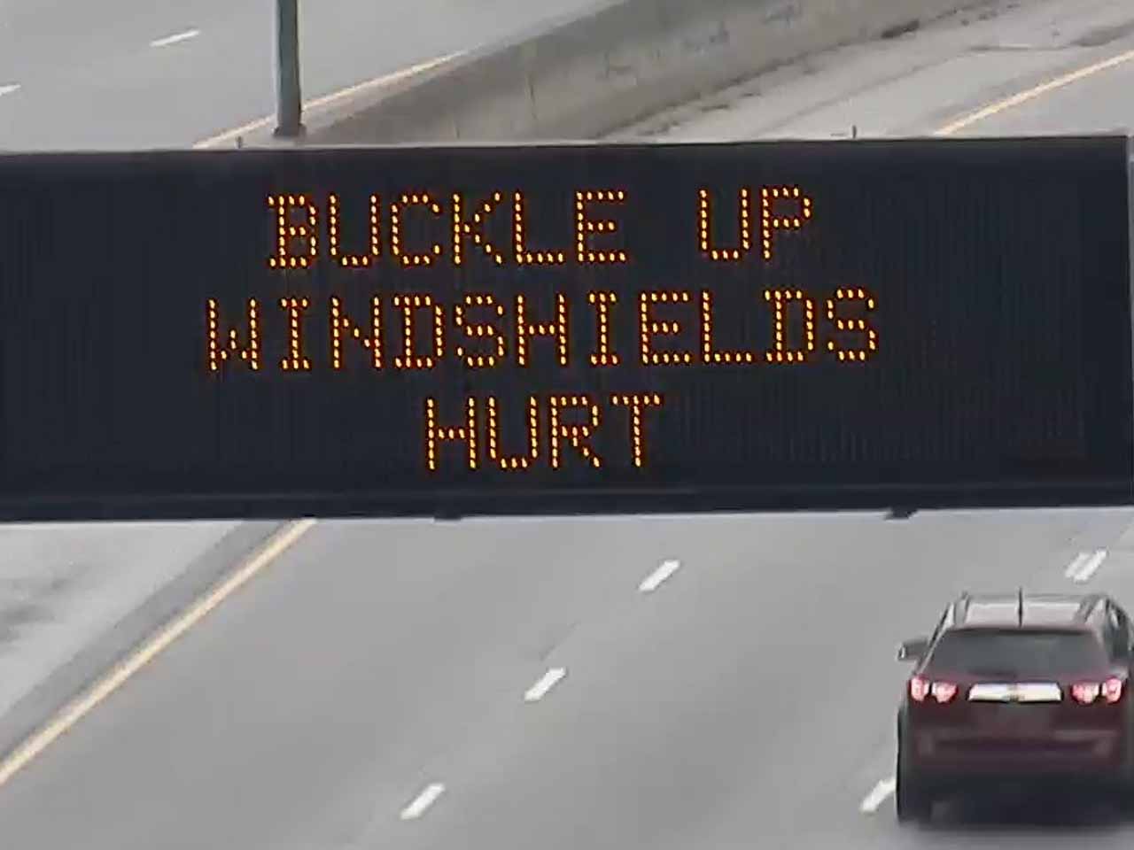 Feds Ban Funny Highway Signs - A Funny Sign That Says Bike Up Windshields Hurt.