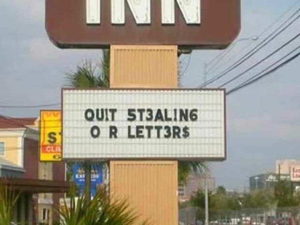 Funny Sign Fails - Stolen Letters