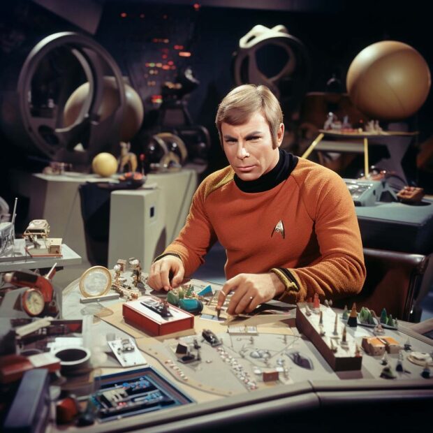Gene Roddenberry Playing With Star Trek Toys
