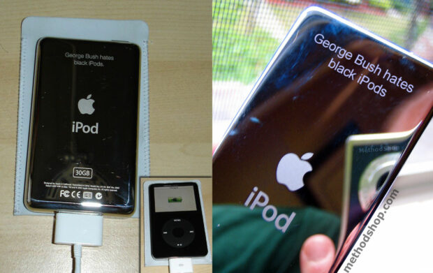 Photos Of An Ipod With The Phrase &Quot;George Bush Hates Black Ipods&Quot; - Ultimate List Of Rejected Ipod Engravings