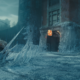 A frozen Ghostbusters headquarters from the Ghostbusters Frozen Empire trailer