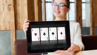 girl tablet poker