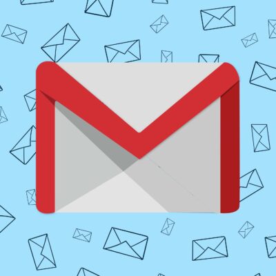 Illustration Of A Large Gmail Icon In The Center Surrounded By Smaller Email Icons On A Blue Background.