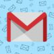 Illustration of a large Gmail icon in the center surrounded by smaller email icons on a blue background.