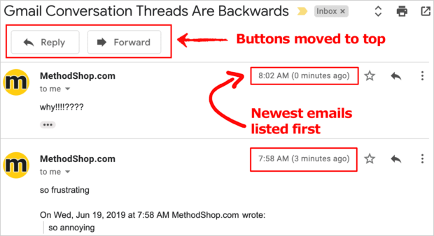 Gmail Reverse Conversation