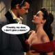 Rhett Butler (Clark Gable) telling Scarlett O'Hara (Vivien Leigh) the famous quote from Gone With The Wind, 