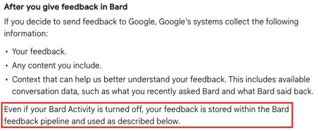 A Screenshot From Google'S Support Section Explaining That They Can Save Your Bard Feedback For Up To 3 Years.