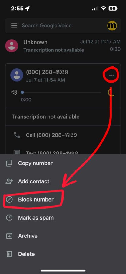 Image Showing How To Block A Number On Google Voice