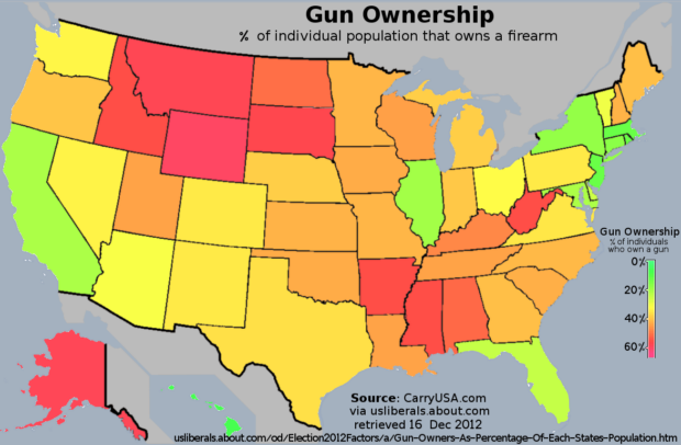 Map Of Gun Ownership In America