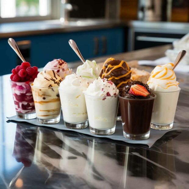 A Tray Showcasing A Delightful Assortment Of Homemade Ice Cream Flavors.