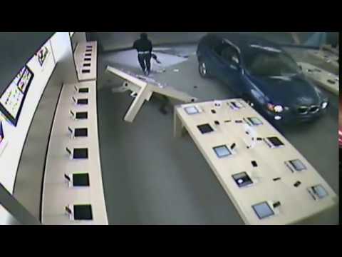 Surveillance Video of Los Angeles Apple Store Smash and Grab Burglary