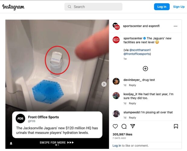 Images From The Urinals At The Jacksonville Jaguars Locker Room Go Viral