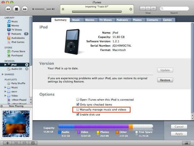 Ipod: Manually Manage Music And Videos