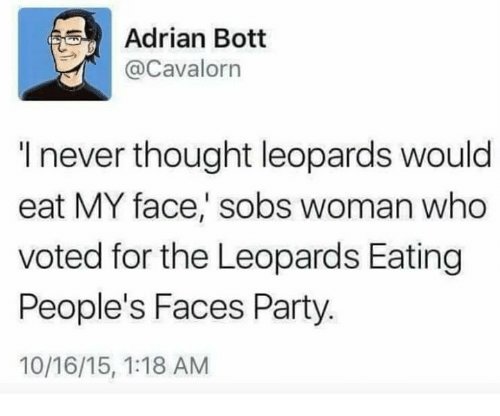 What Is The Origin Of &Quot;Leopards Ate My Face&Quot;?