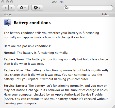 Macbook Battery Conditions