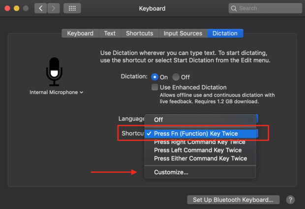 speech to text shortcut mac