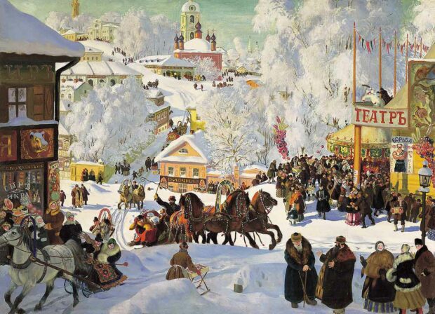 Painting That Depicts The Eastern Orthodox Holiday Maslenitsa.